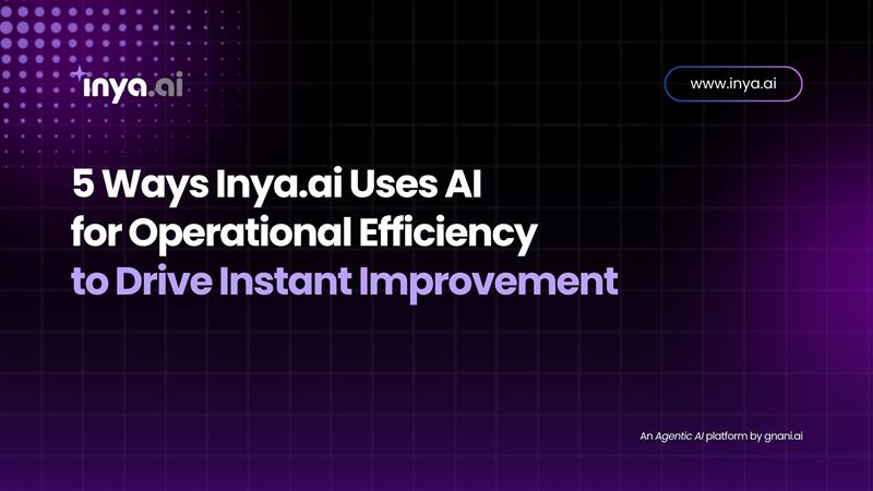 Inya.ai banner showcasing 5 ways AI enhances operational efficiency, with a dark tech background and brand elements.