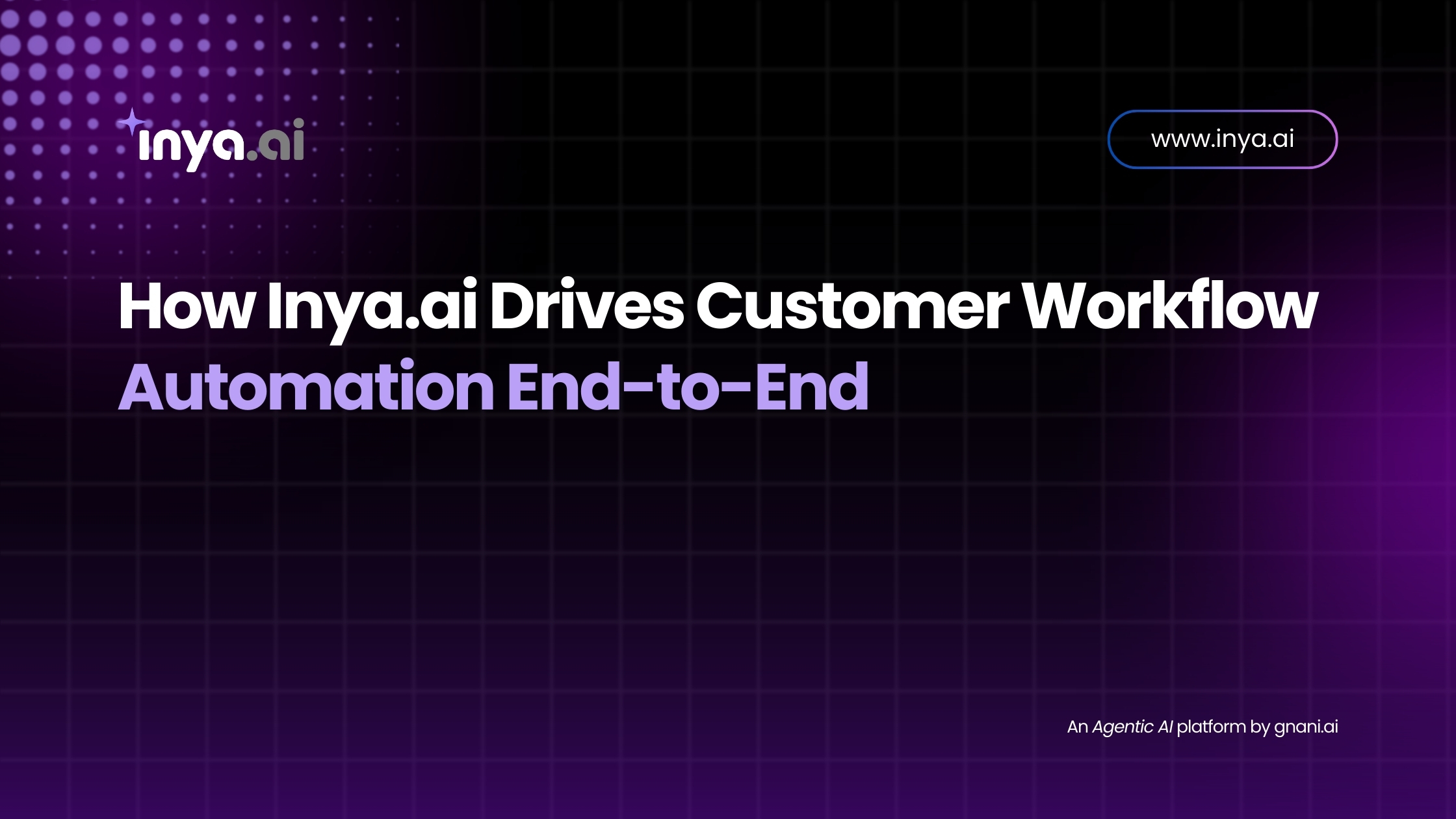 Inya.ai banner showcasing customer workflow automation with a dark tech-themed background and branding elements.