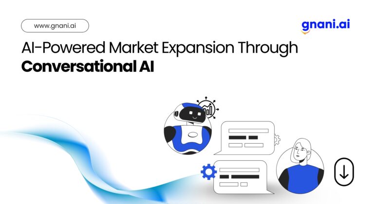 Conversational AI enabling AI-powered market expansion with a chatbot and user interaction illustration