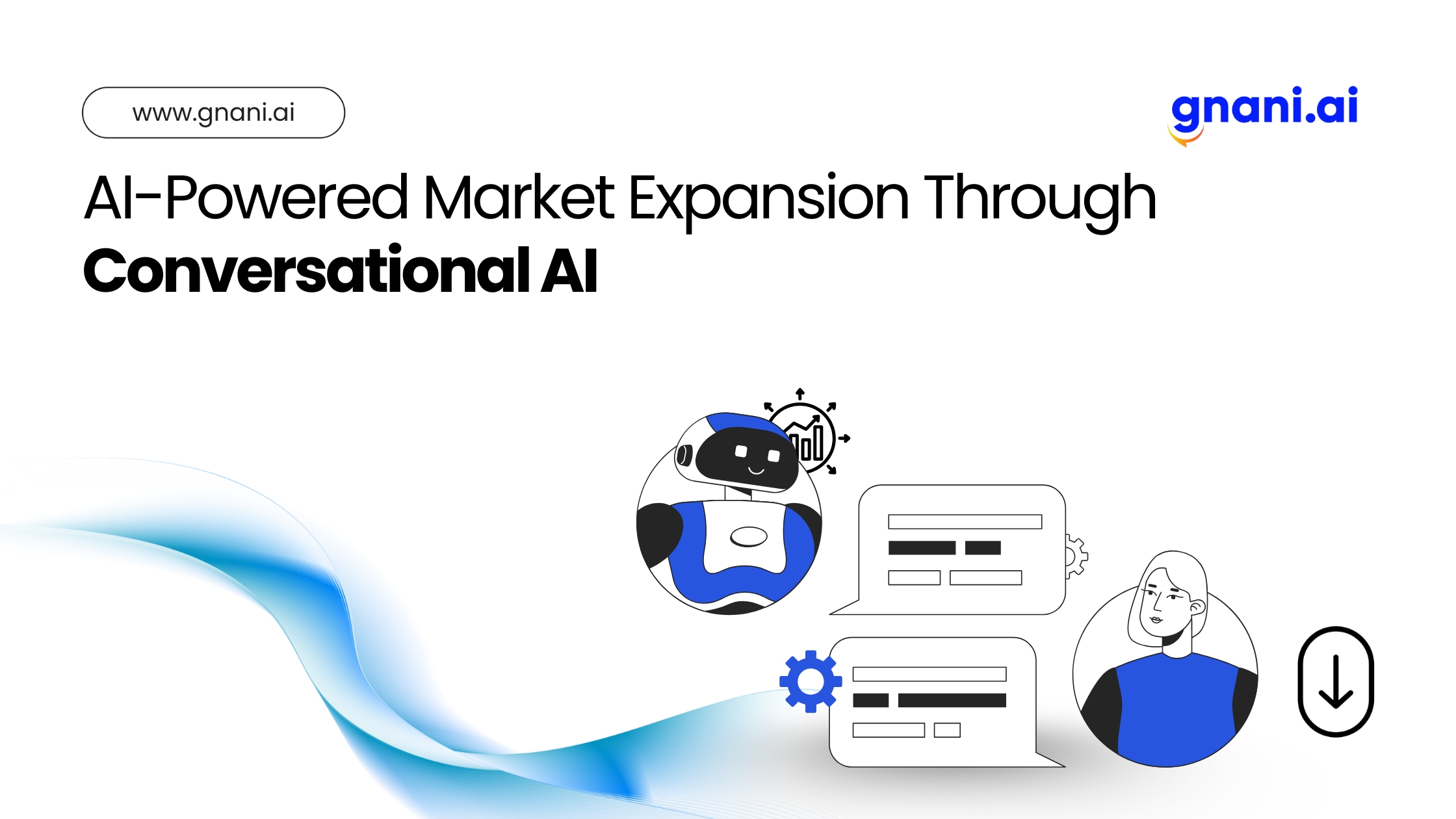 Conversational AI enabling AI-powered market expansion with a chatbot and user interaction illustration