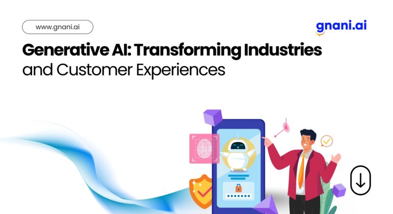 Illustration of a person showcasing Generative AI on a mobile interface to transform customer experiences