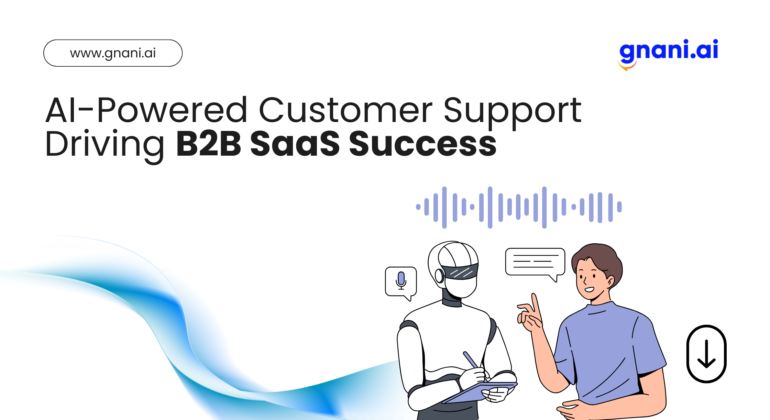 Illustration of AI-powered customer support agent assisting a human for B2B SaaS success