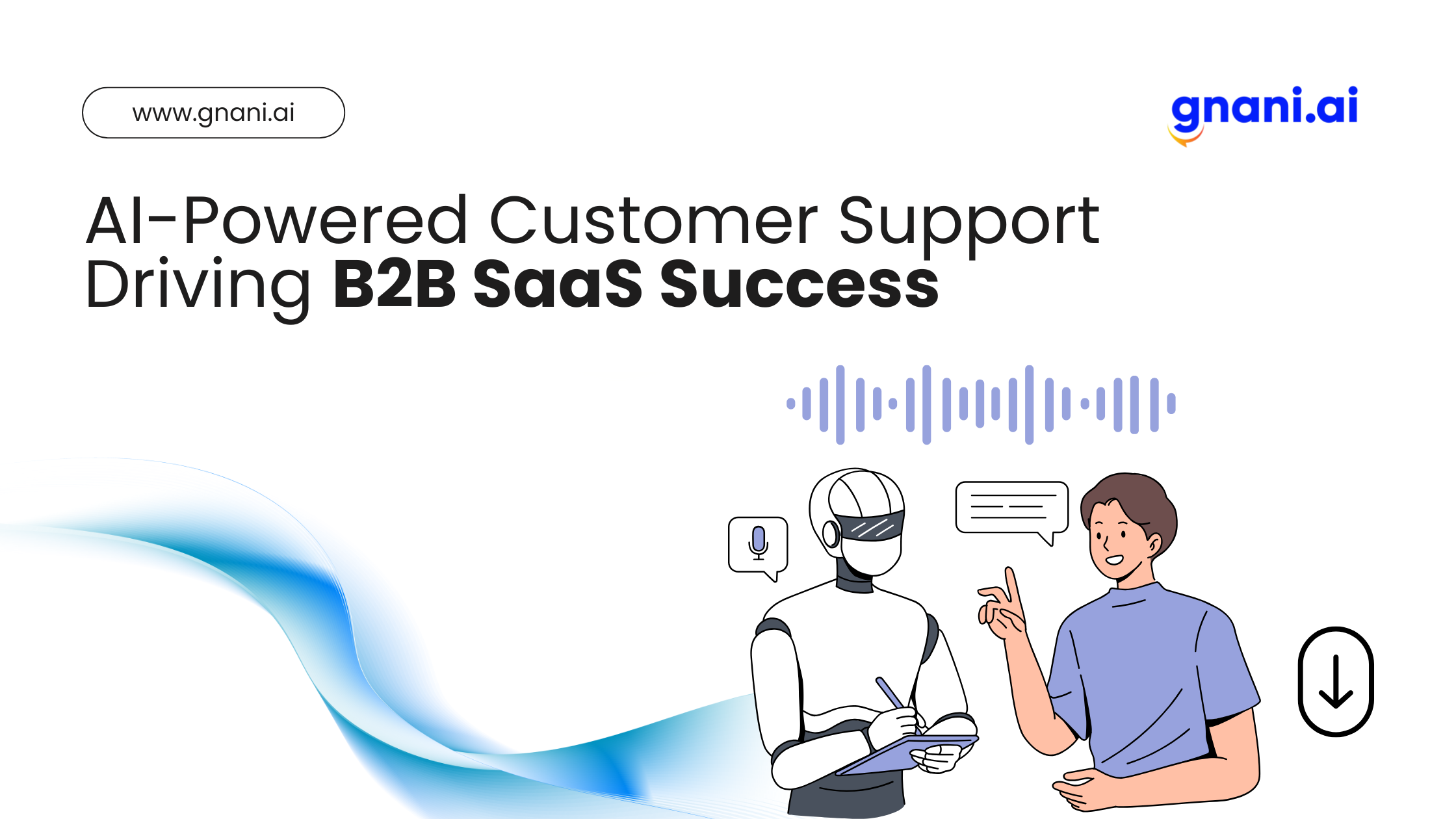 Illustration of AI-powered customer support agent assisting a human for B2B SaaS success
