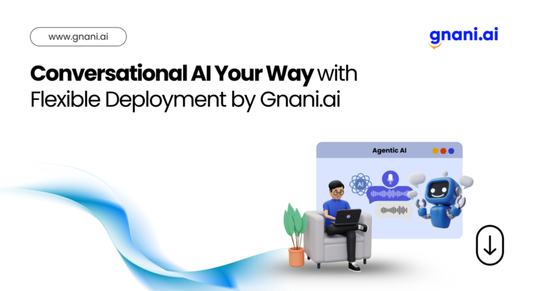 Conversational AI deployment options by Gnani.ai with agentic AI interface illustration