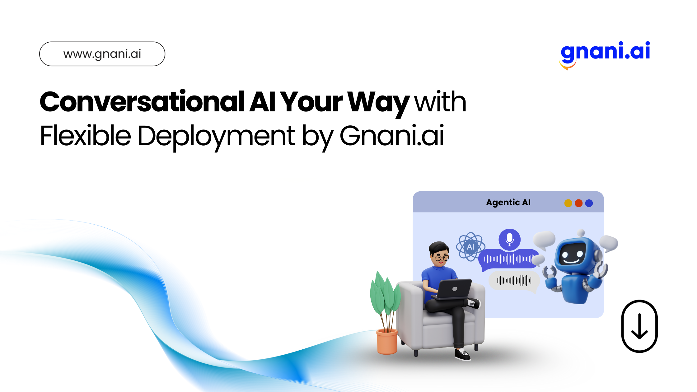 Conversational AI deployment options by Gnani.ai with agentic AI interface illustration