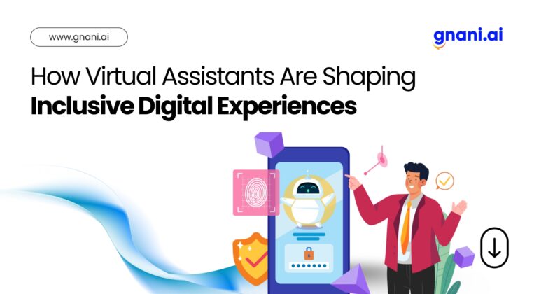 Illustration of a person interacting with a virtual assistant on a smartphone, emphasizing inclusive digital experiences.
