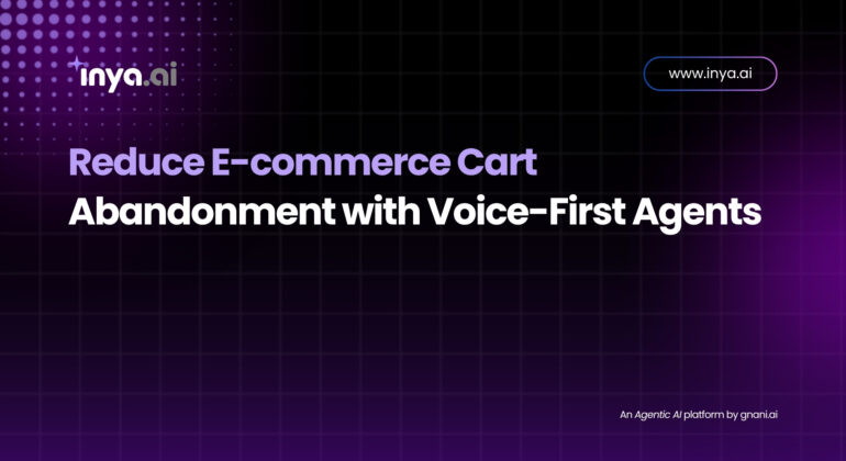 Text on a dark-themed background reading “Reduce E-commerce Cart Abandonment with Voice-First Agents”