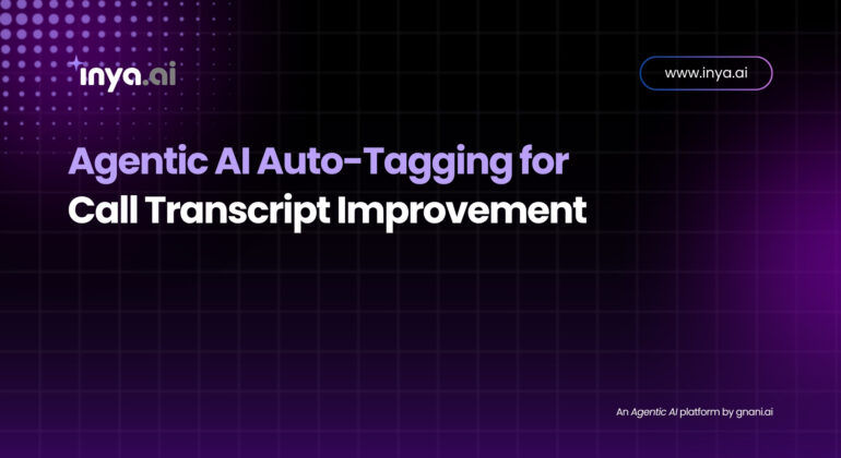 Illustration of an AI brain icon connected to a document with highlighted tags, representing automated call transcript tagging.