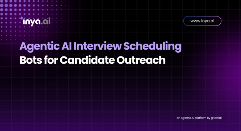 A conversational AI bot presents available calendar slots to a job candidate on a smartphone screen, while a recruiter reviews confirmed interview times on a laptop.