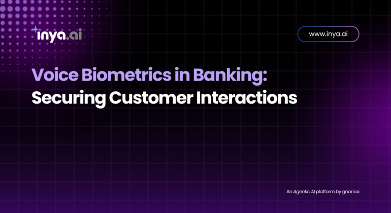 A customer speaking into a microphone while a digital voiceprint graphic secures their identity in a banking app.