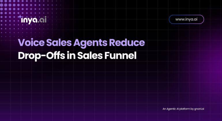 A schematic of a sales funnel with voice agent icons engaging leads at each stage to prevent drop-offs.