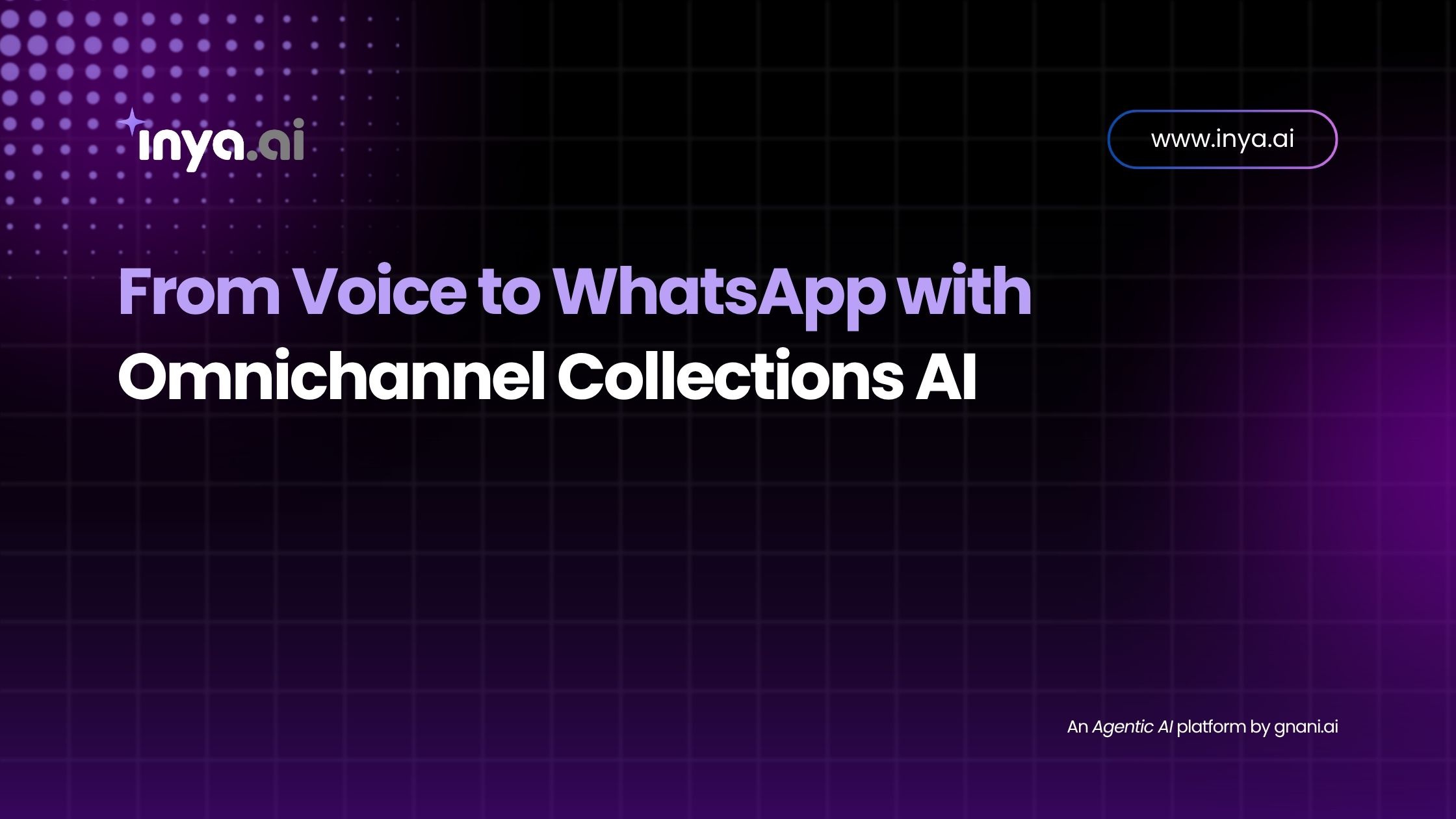 Graphic showing a smartphone receiving a voice call on the left and a WhatsApp chat bubble on the right, connected by AI circuitry to represent omnichannel collections AI.