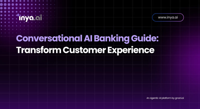 Illustration of a bank customer speaking to a virtual voice assistant on a smartphone screen, with banking icons and data analytics graphics surrounding them.
